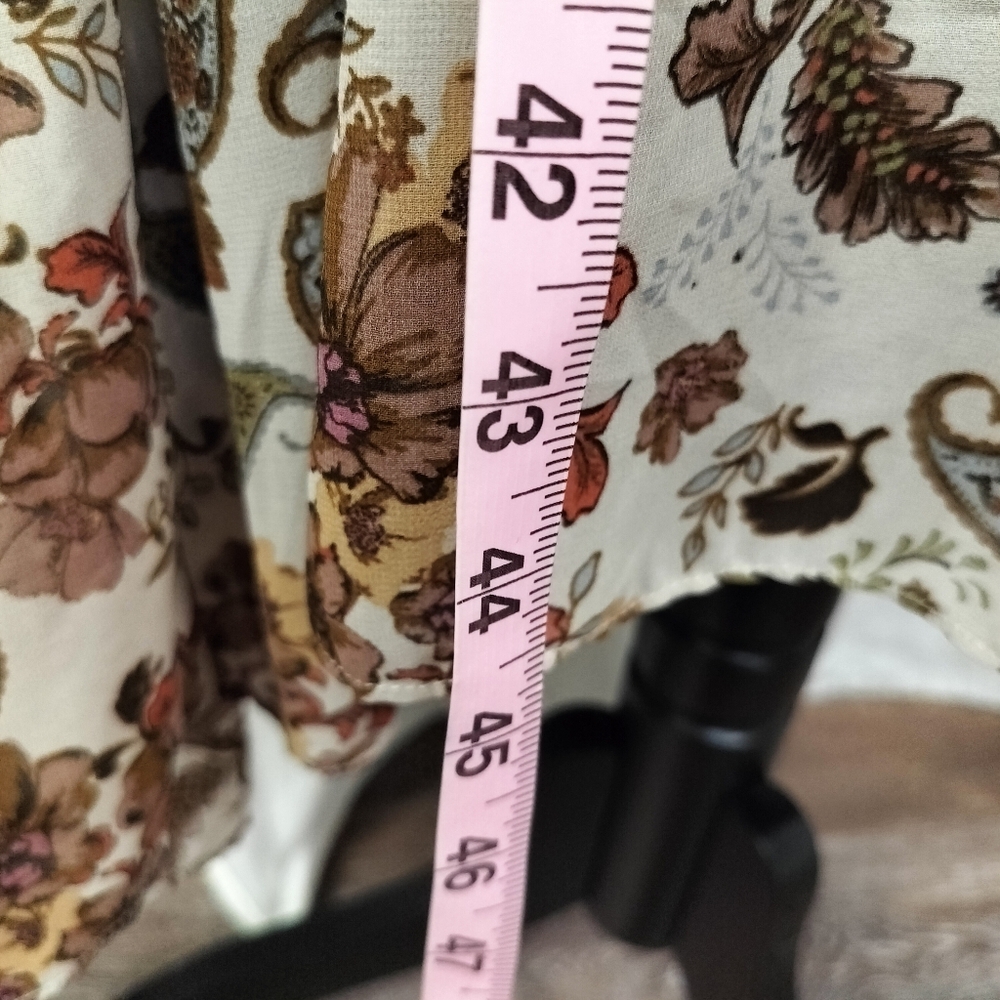 Antropologie Drew Brown Paisley Floral Wrap Dress Size M Flutter‎ Sleeves Hi Lo - Picture 8 of 16